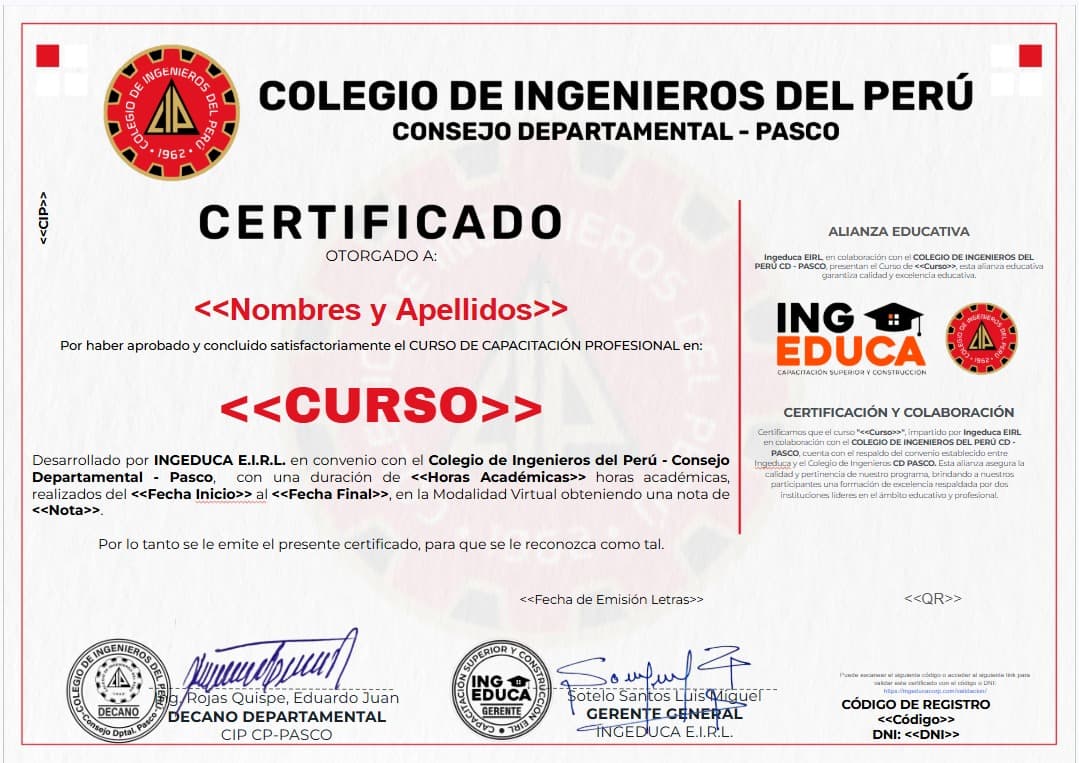 Certificación disponible según convenio aplicable